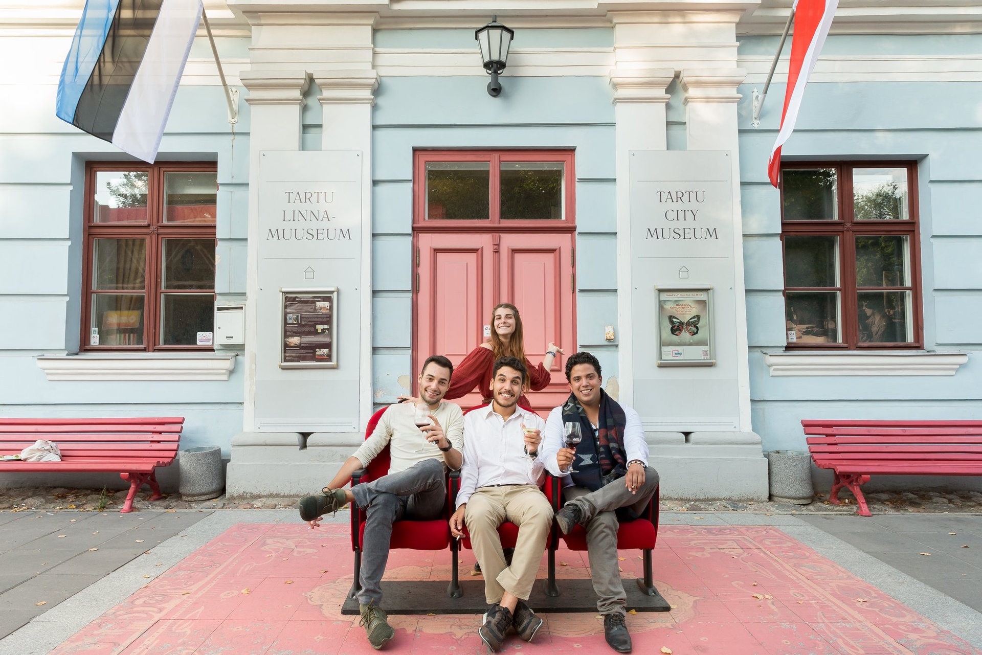 Students in front of museum